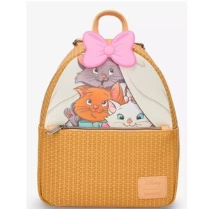Loungefly Disney Aristocats Marie Duchess Berlioz Backpack Yellow Embossed